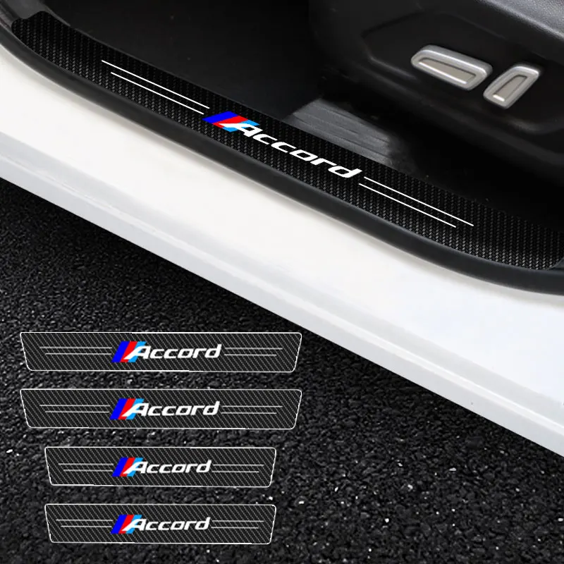 

Car Door Stickers Car Threshold For Accord Logo Auto Door Entry Pedal Guards Scuff Plate Carbon Fiber Sill Protector