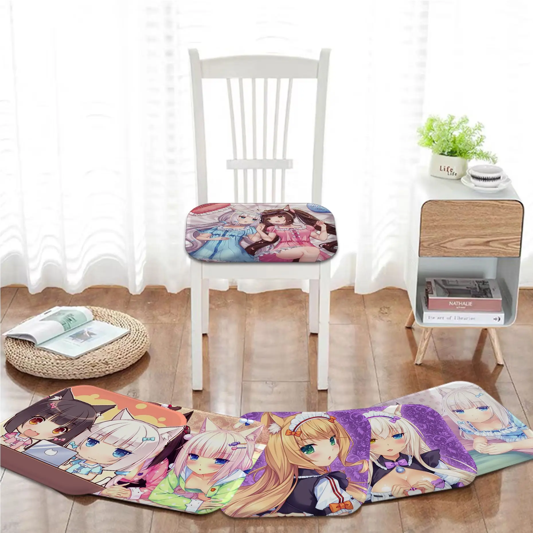 

Lovely Girls Chocola Nekopara Simplicity Multi-Color Seat Pad Household Cushion Soft Plush Chair Mat Winter Office Bar Cushions