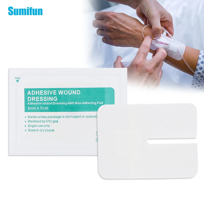 

6pcs Sterile Transfusion Tape Wound Dressing Band Aid Bandage Medical Adhesive Plaster Breathable Autohesion Infusion Sticker