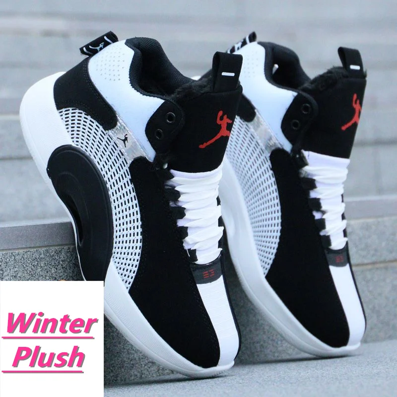 

Hot Men's Basketball Shoes Winter With Fur Sneakers Man Plush Non-slip Outsole Gym Training Outdoor Warm Basketball Sneakers