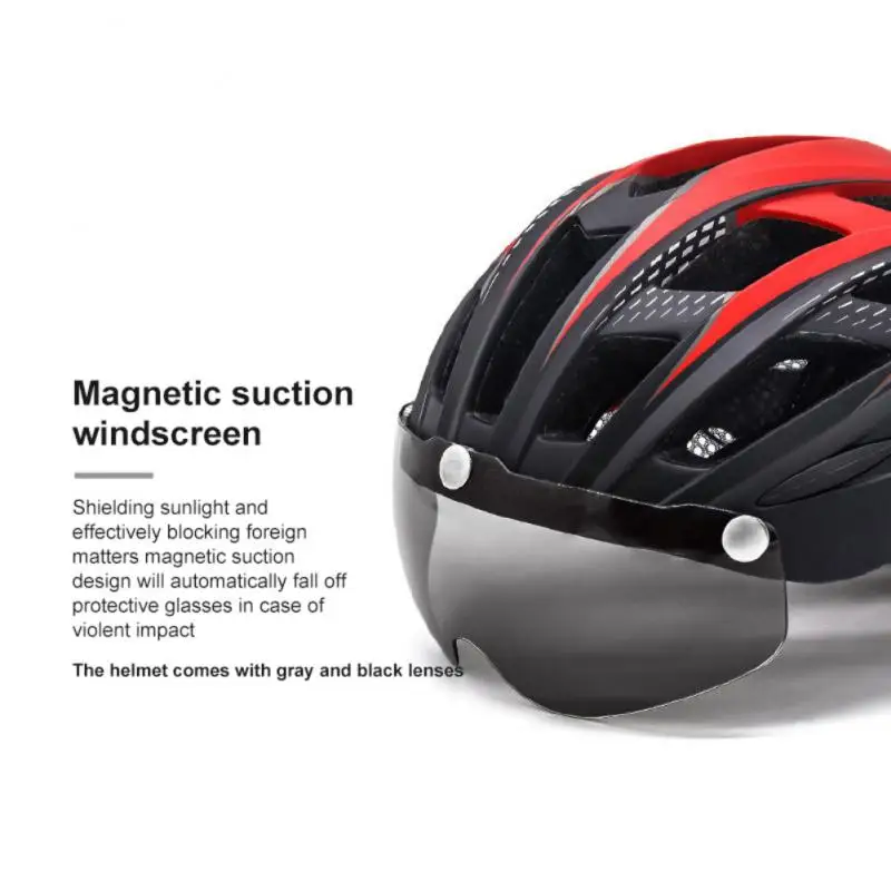 

HongTu Ultralight Bicycle Riding Helmet One-piece Mountain Road Bike Safety Anti-collision Cap With Magnetic Windscreen Unisex