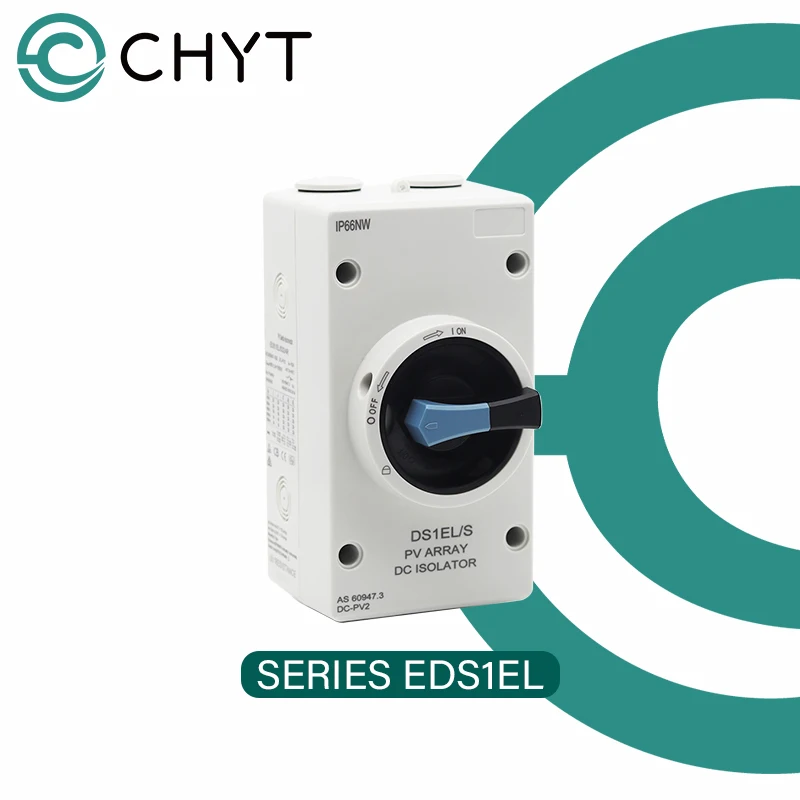 

CHYT DS1EL-S Waterproof Isolator 4P PV DC 1000V 32A IP66 Solar Rotating Handle Rotary Switch With TUV CE SAA RCM