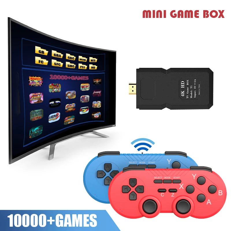 

Игровая консоль HD со встроенными 10000 + играми, портативная игровая консоль в стиле ретро, 10 эмуляторов, беспроводные контроллеры, джойстик дл...