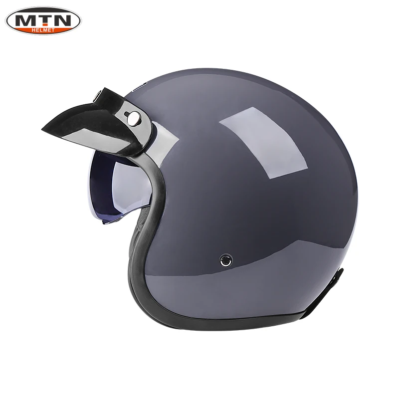 

MTN Classic Dark Grey Helmet Vintage Open Face Motorcycle Helmet Retro Scooter Riding 3/4 Jet Casco Moto Capacete DOT Approved