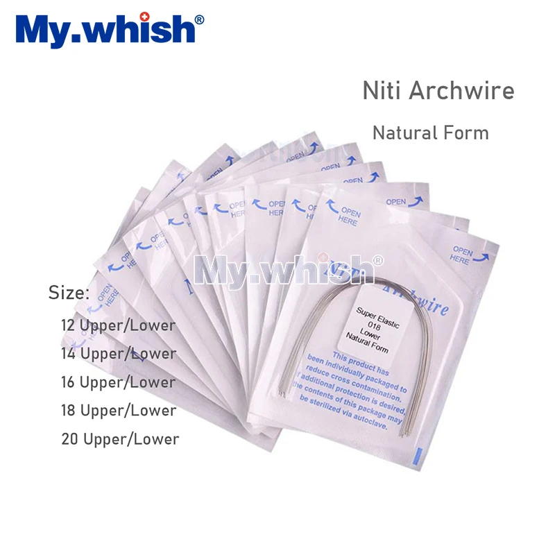 

100pcs Dental Arch Wires Ni-Ti Natural Form Round/Rectangle for Dentists Dentistry Orthodontic Treatment 0.012-0.020 Lower/Uppe