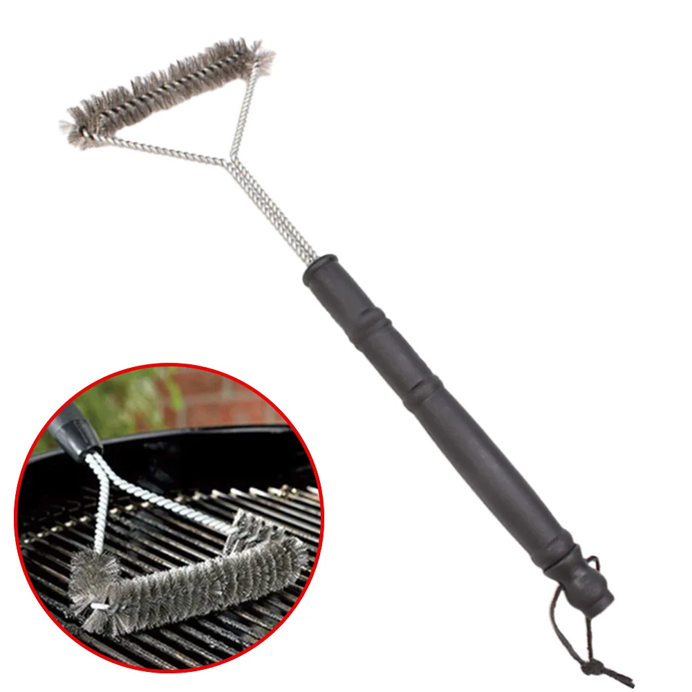 

BBQ Supplies Cleaning Brush Camping Outdoor Traditional 12\\\\\\\" Inches Grill Brush Plastic Handle Silver Thick Bristles