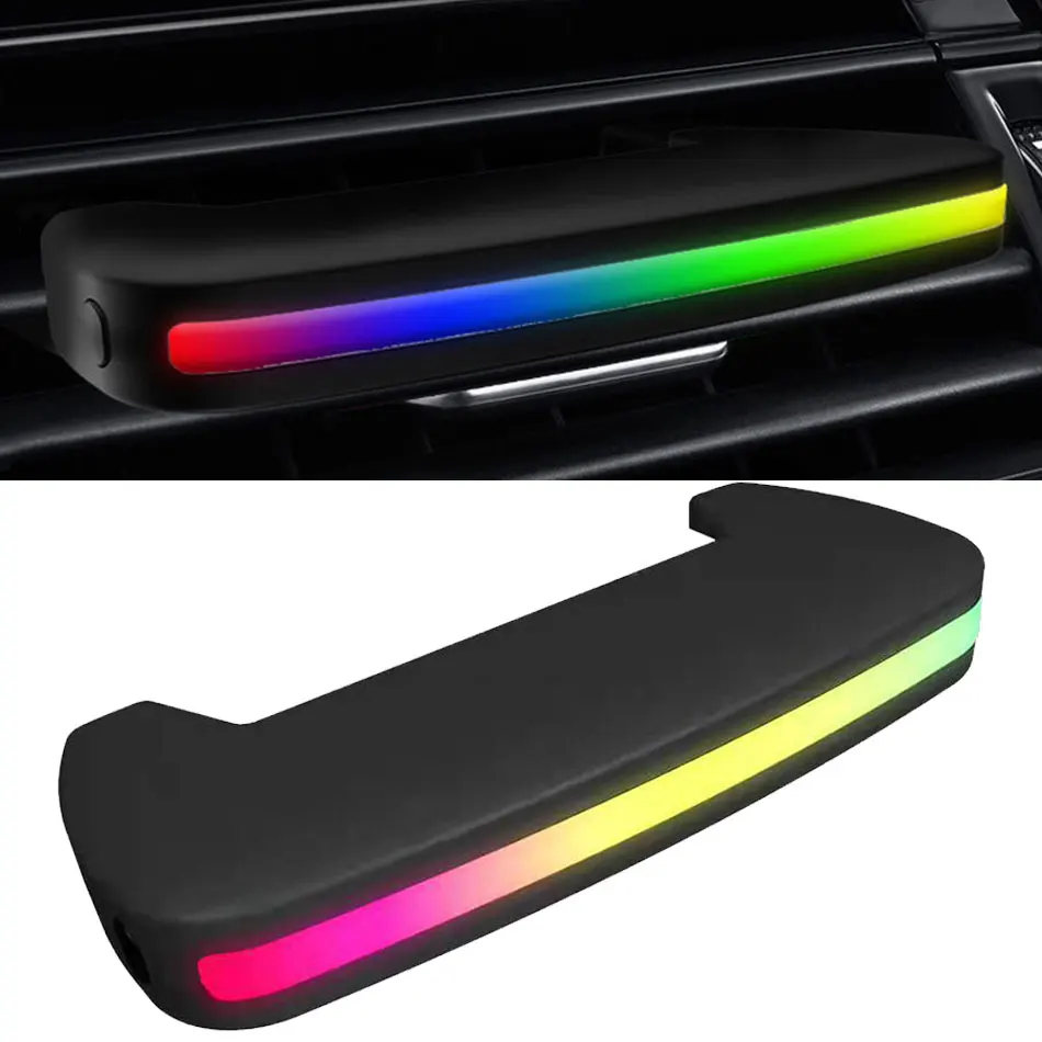 

Mini LED Car Smell Air Freshener Conditioning Alloy Auto Vent Outlet Perfume Clip Fresh Aromatherapy with Car Decoration Light