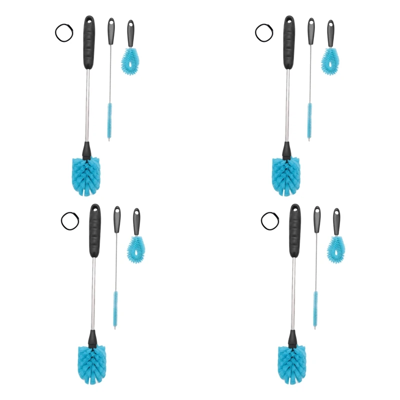 

4X Stainless Steel Water Bottle Cleaning Brush Set,Long Handle Bottle Cleaner Set, Built For Narrow Neck Bottles