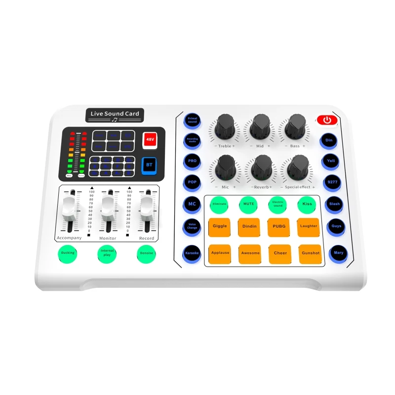 

H7EC M6 Live Sound Card Sound board Sound Effect Board Mixer for Live Broadcast, K Songs, Live Recording, Home KTV