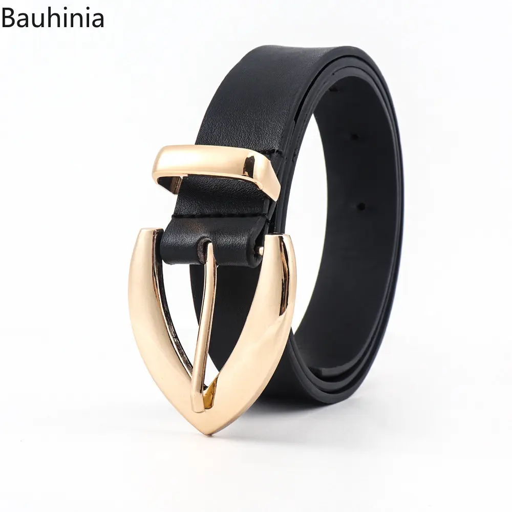 Bauhinia Brand New 130cm Fashion Simple Woman Pin Buckle Belt Hundred Match Personality Triangle Buckle Jeans Thin Belt