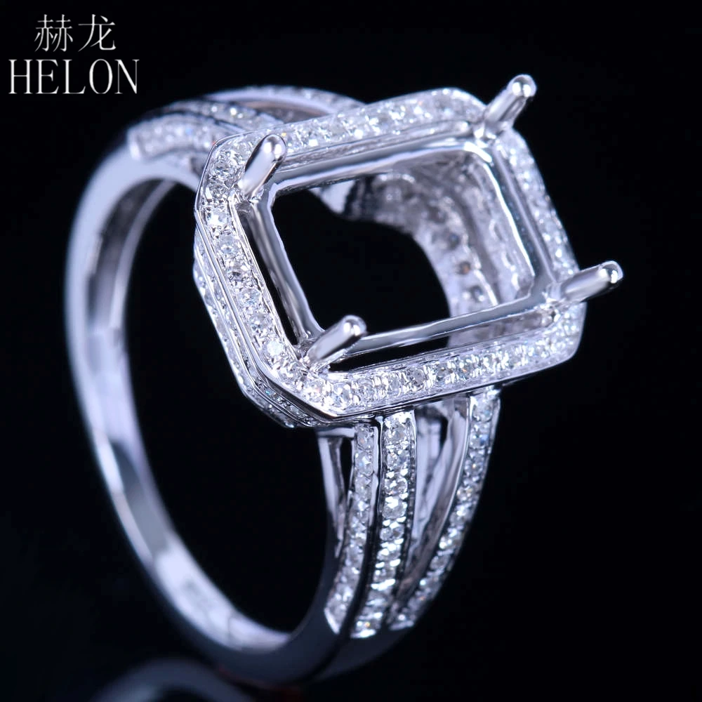 HELON 11x7 мм изумрудная огранка Твердое 14 к 10 белое золото натуральные бриллианты