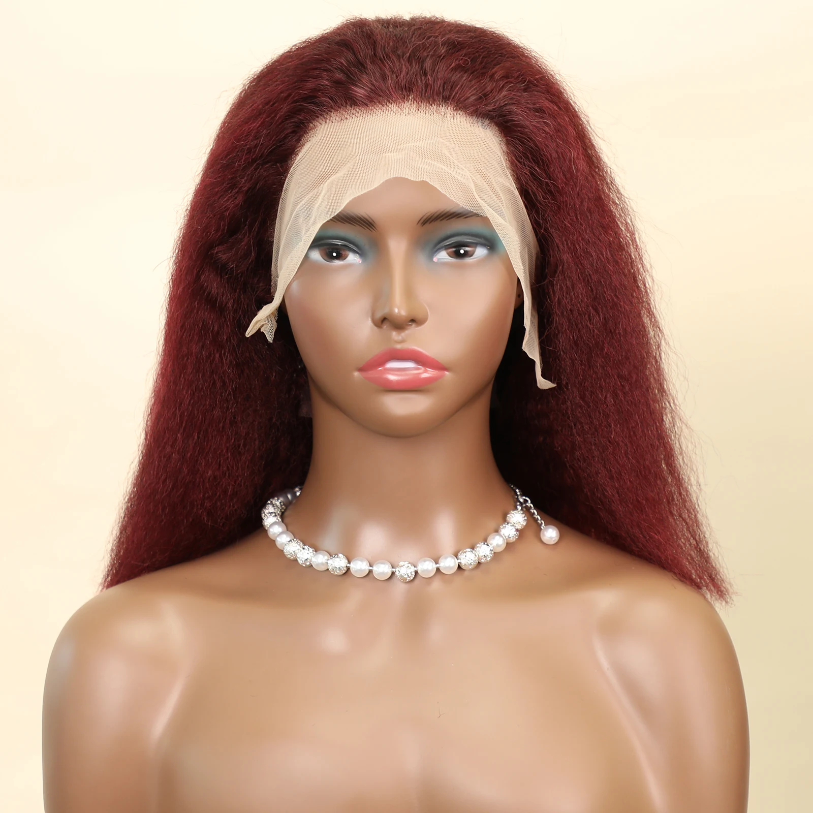 99J Бордовый Кудрявый Прямой Парик Человеческих Волос Remy Bob Парики 13x4 Фронта