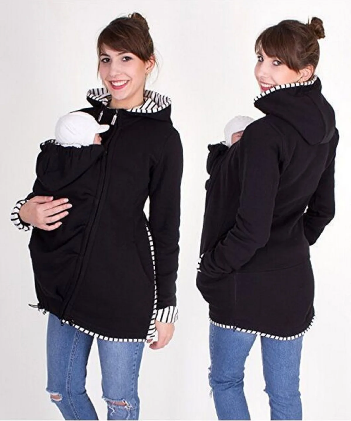 Pregnant Multifunction Warm Cotton Kangaroo Coat Daddy Mom Baby Holder Maternity Carrier Sweatshirts Jacket Carrier Outerwear