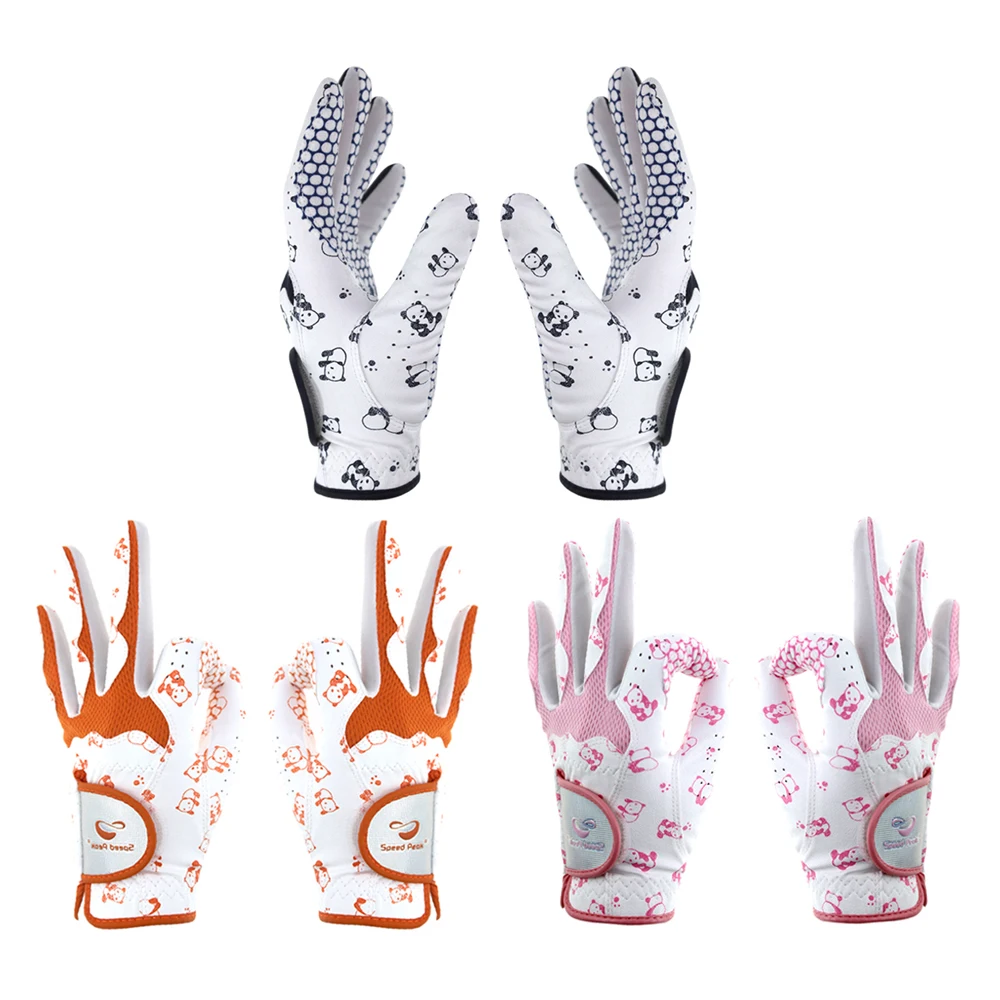 1Pair Women's Golf Soft Gloves Left Hand Right  PU  Leather   Non Slip Breathable Glove Palm Protection,All Weather Grip Rain