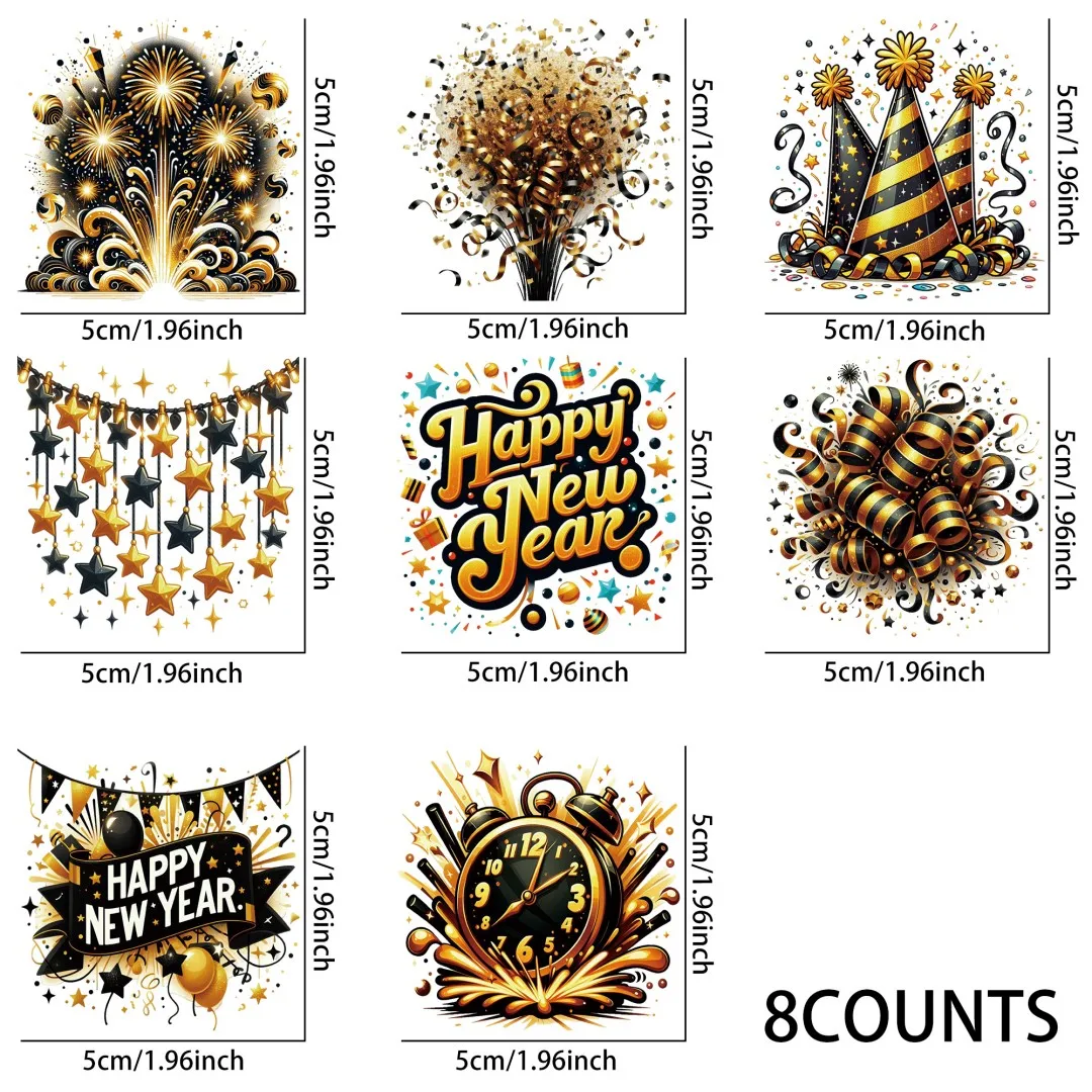 С Новым годом 2025 УФ-наклейки DTF водонепроницаемые наклейки для украшения кружек