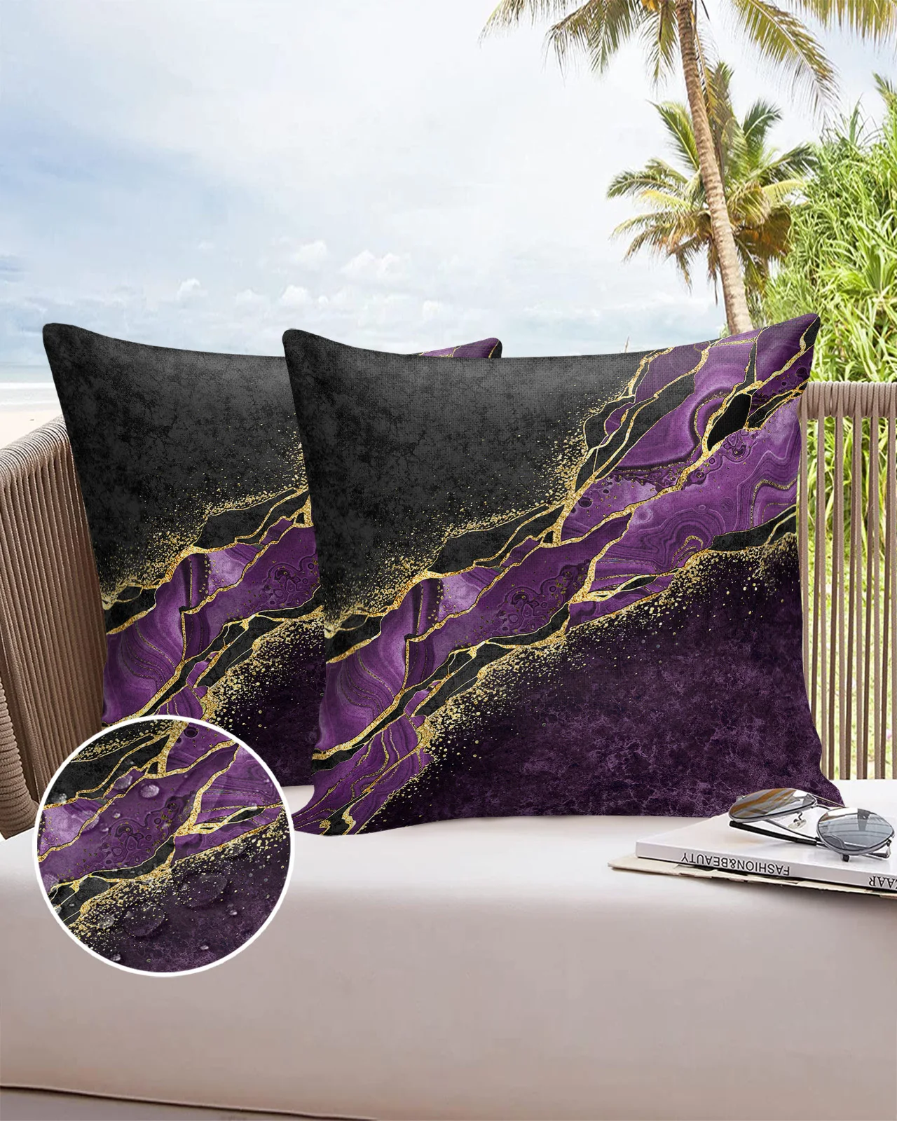 

Abstract Black Marble Purple Malachite 2/4PCS Outdoor Pillowcase Waterproof Pillow Cover Case Garden Cushion Covers Home Decor