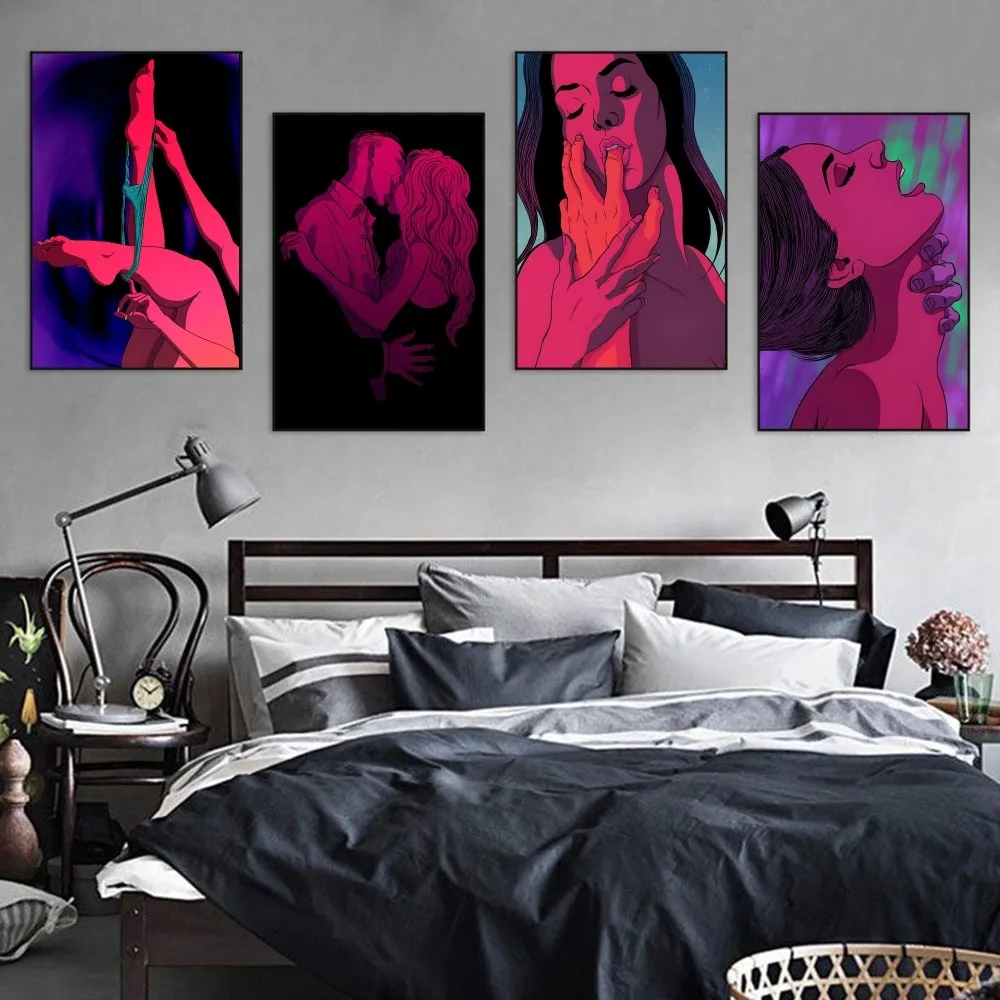 

Sexy Pink 80s Poster Self-adhesive Art Poster Retro Kraft Paper Sticker DIY Room Bar Cafe Vintage Decorative Painting