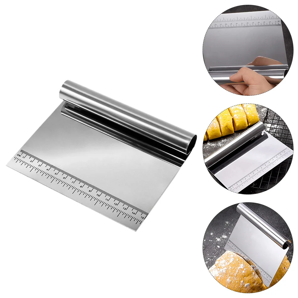 

2 Pcs Cream Scrapers Metal Spatula Kitchen Scraper Spatula Dough Stainless Spatula Dough Noodle Measure Dough
