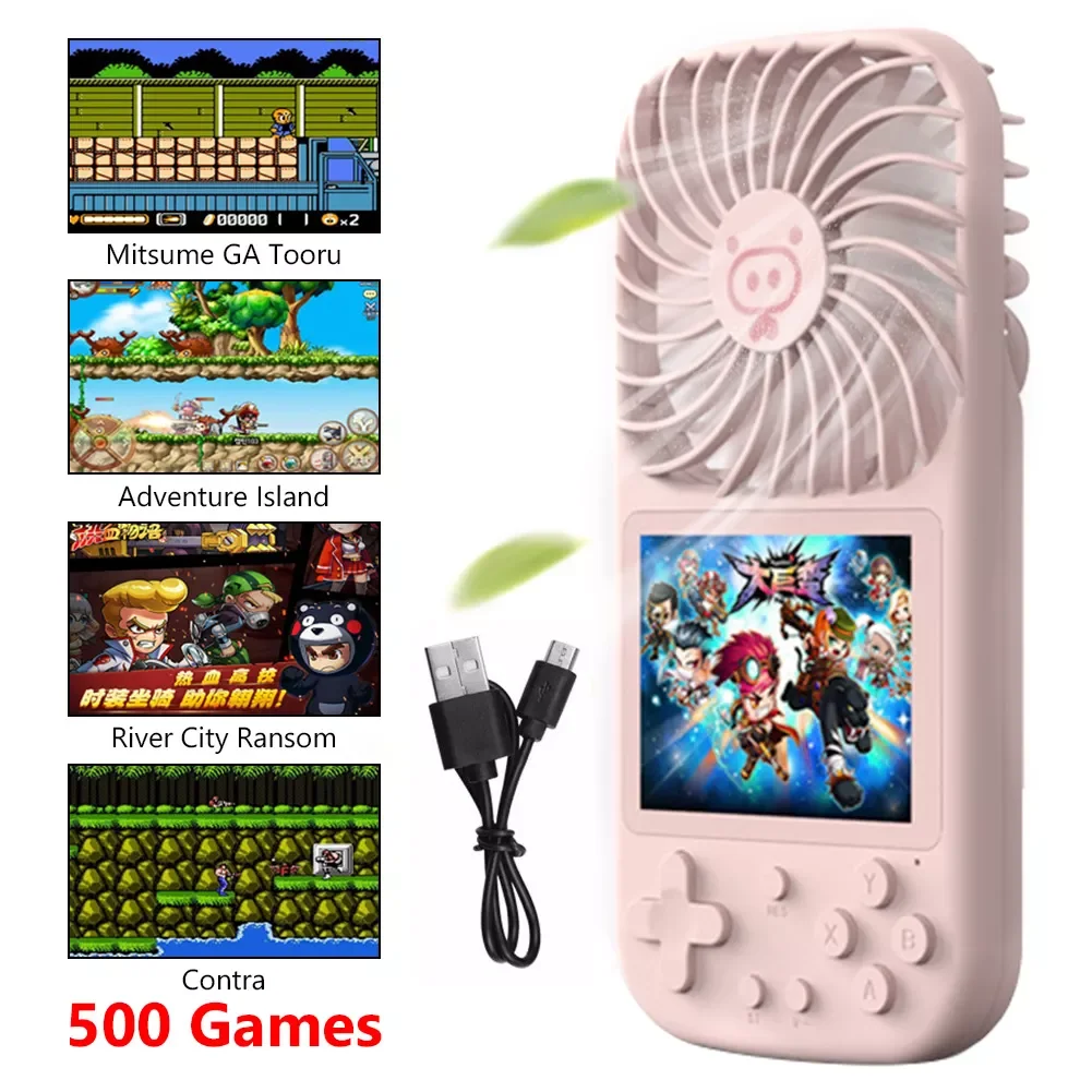2.8 Inch Handheld Game Console With Usb Coolinf Fan Portable Video Game Player Built-in 500 Classic Games Video Game Console