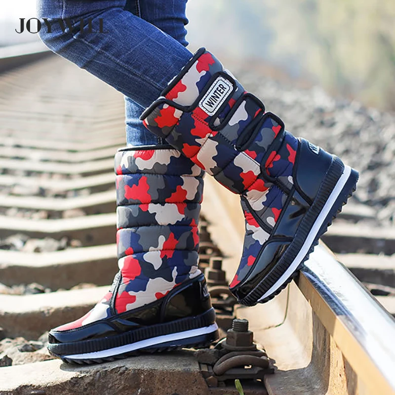 

JOYWILL Women Winter New Boots Outdoor Fashion Non-slip Snow Boots For Men Women Waterproof Plush Unisex Winter Cotton Shoes
