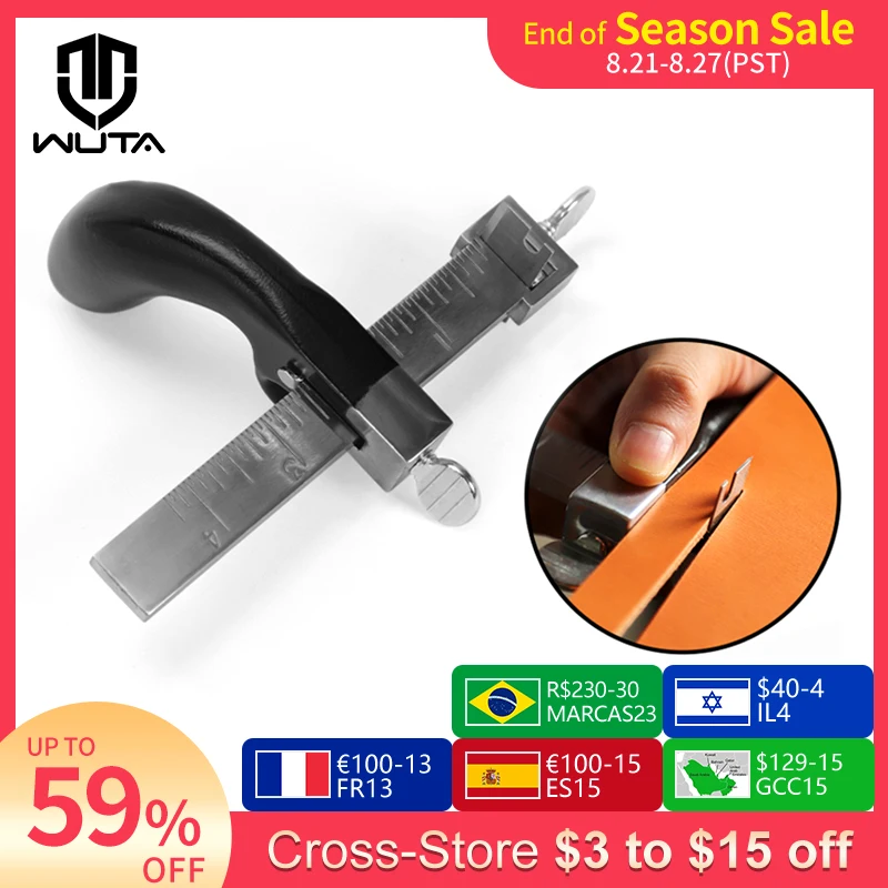

WUTA Professional Sharp Leather Strap String Belt Cutter Adjustable DIY Hand Cutting Tool with 2 Blades Craft Leather Tools