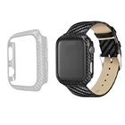 Ремешок из искусственной кожи из углеродного волокна для Apple Watch 38 мм 42 мм 40 мм 44 мм Series 2 3 4 5 6 iWatch, ремешок с защитным чехлом