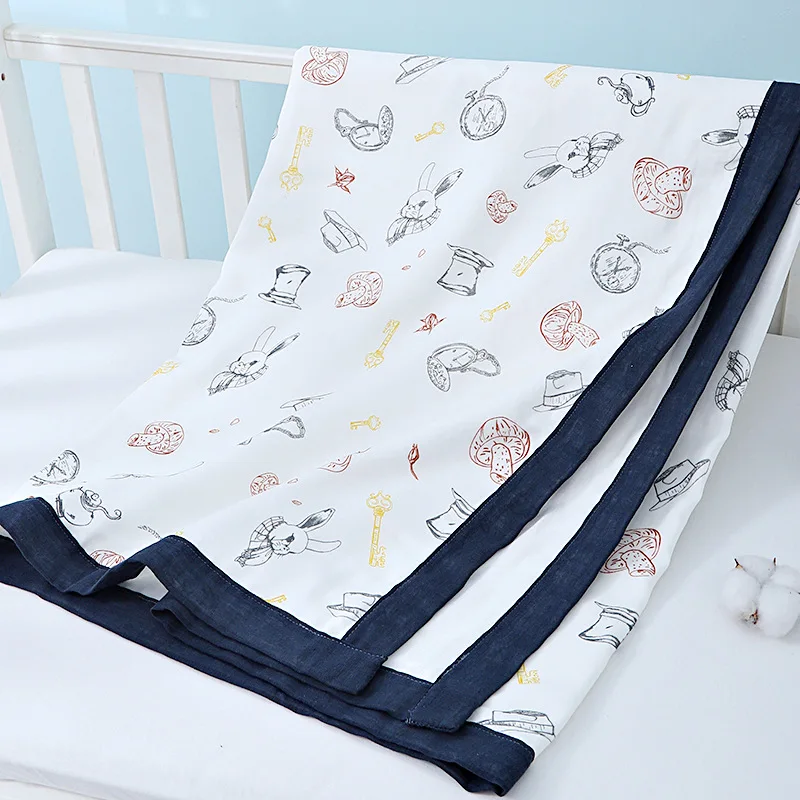 

80*80cm 4Layers Baby Bamboo Cotton Blanket Swaddle Muslin Blankets Kid Bath Towel Children Cartoon Nap Blanket Four Seasons