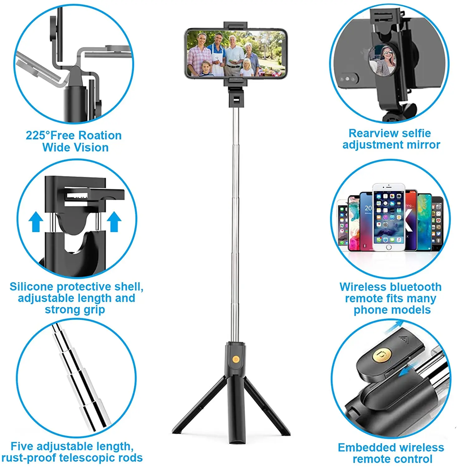 

Selfie Stick Tripod with Bluetooth Wireless Remote, 3 in 1 Extendable Selfie Stick with Tripod Stand for iPhone 13/13 Pro/12/12