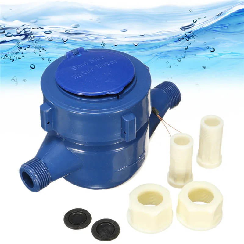 

15mm Water Meter Water Flow Meter Plastic Rotor Type Cold Water Table Counter Garden Home Water Wet Table Measuring Tool