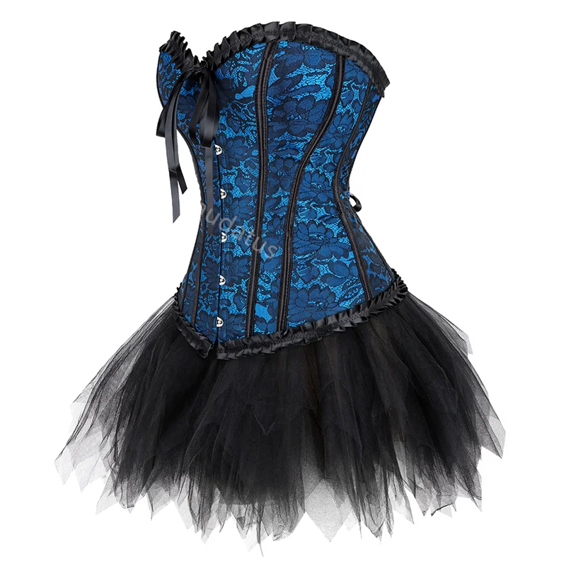 Корсет-юбка платье-пачка комплект с завышенной талией и кружевом костюм для