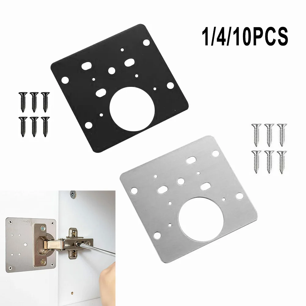 

1/4/10Pcs Hinge Repair Plate Cabinet Furniture Drawer Table Scharnier Stainless Steel Household Hardware Hinge Fixing Plate