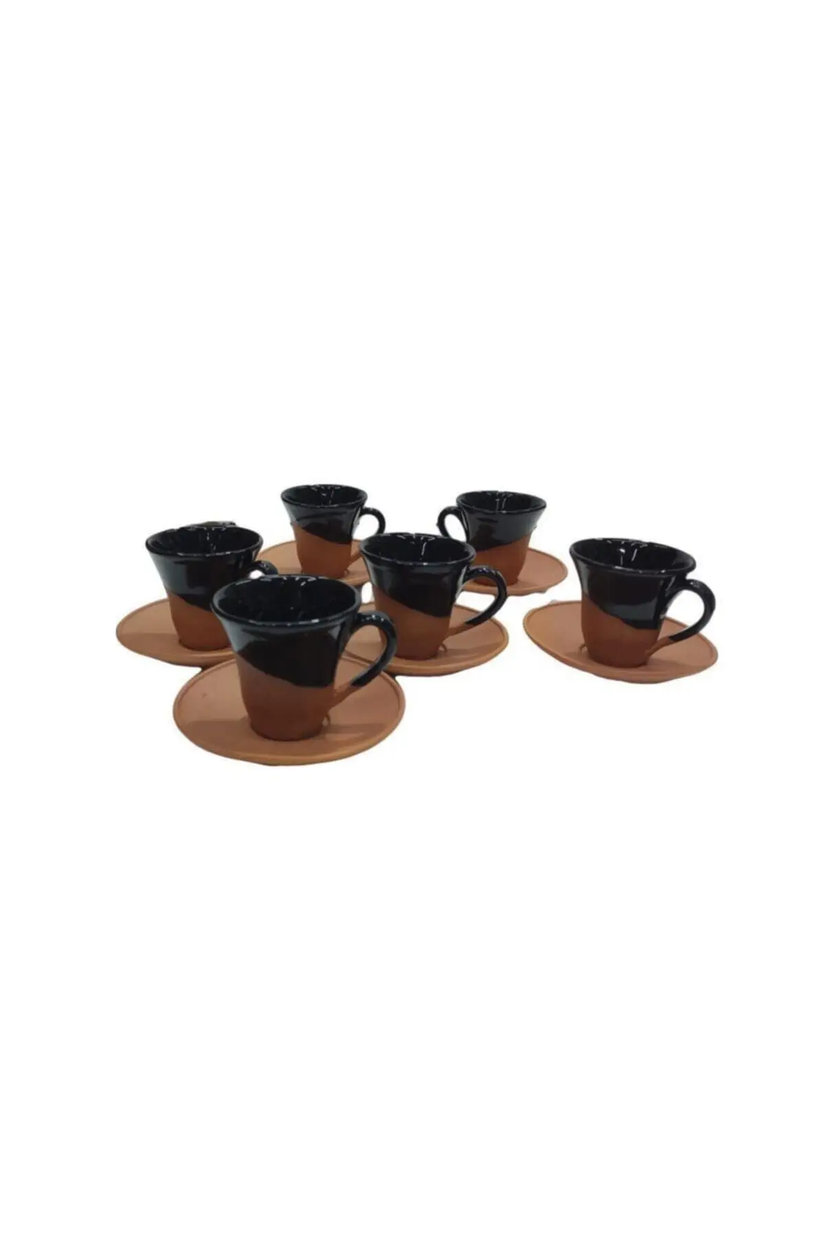 

Amazing Turkish Greek Arabic Coffee & Espresso Cup Set ViaPot Pottery 6 Psc. Black Color Soil Cup Set