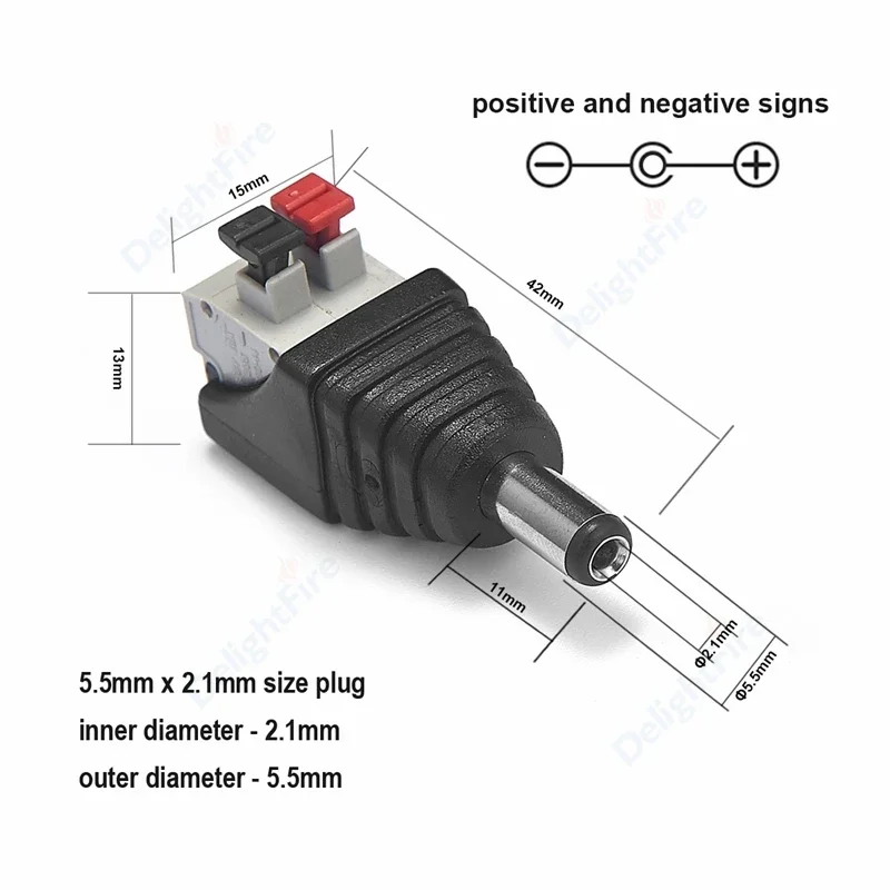

Адаптер разъема постоянного тока DelightFire DC power connector 5.5 x 2.1 мм