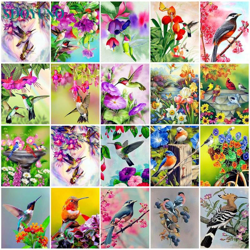 

SDOYUNO Paintings By Numbers Bird Diy Picture Paint Home Decor Canvas Painting Coloring For Living Room Wall Art Kids Gift