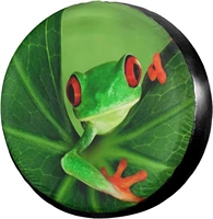 3d green frog spare tire cover polyester sunscreen waterproof wheel covers for jeep trailer rv suv truck and many vehicles