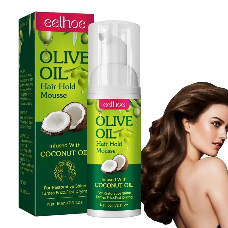 

Hair Styling Tool Fluffy Olive Oil Shiny Shaping Cream Curly Hair Mousse Hydrating Prevent Dryness Nourishing Elastin 60ml