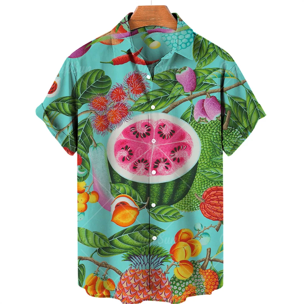3D Men's shirt and children's summer fruit pattern short sleeve neutral loose fashion casual top holiday Hawaiian beach shirt 5x