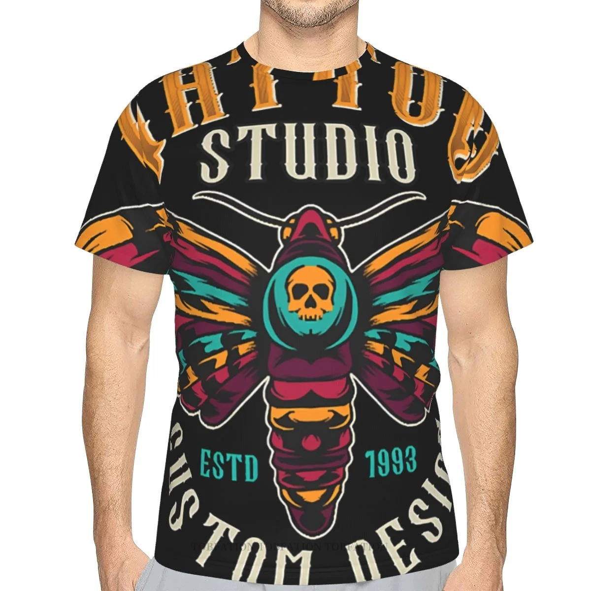 

Studio Butterfly Summer Mens T Shirts Tattoos Art 3D Printed Polyester Tshirt Quick-drying Short Sleeve Breathable Clothes