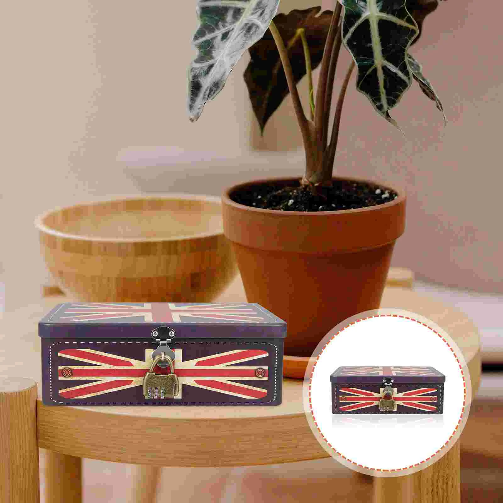

Desktop Iron Lockable Box Cosmetics Storage Organizer Metal Piggy Bank Box