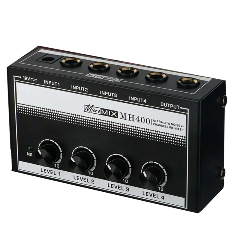 

Четырехканальный микшер MH400, микшерная консоль с низким уровнем шума, Моно-аудио Миксер для микрофонов, гитары, бас-ЕС разъем