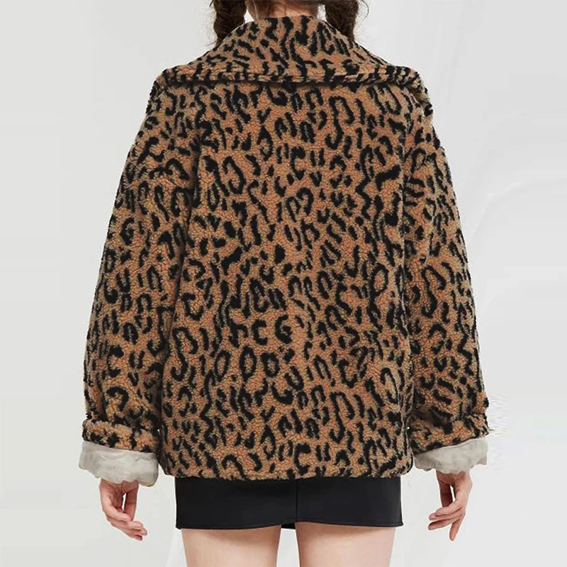 Luxury Fashion Leopard Jackets and Coats Women 2022 Winter Thick Warm Fur Outerwear Leopard Faux Fur Coat Female