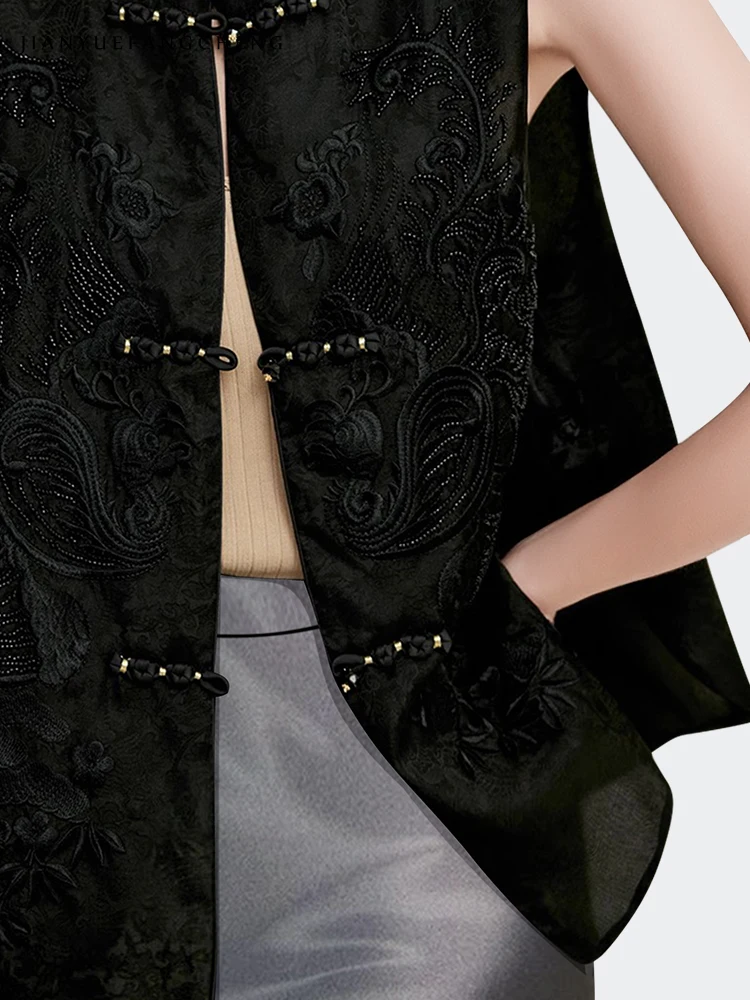 Новый китайский жилет с тяжелой вышивкой верхняя куртка без рукавов женский