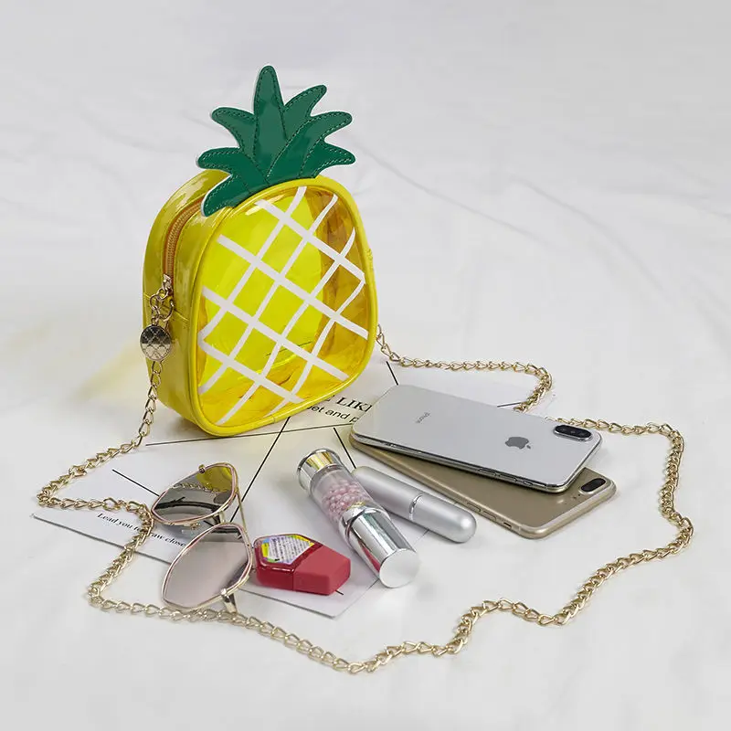 

Summer Small Bag Female 2022 New Fashion Personality PVC Transparent Jelly Pineapple Bag Shoulder Messenger Female Bag