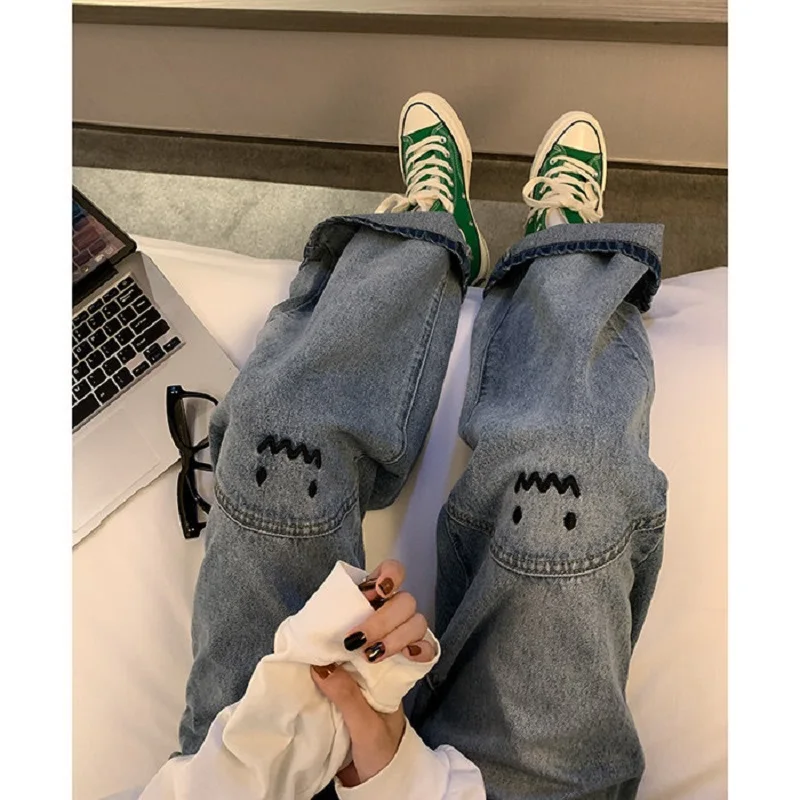 

Women's Jeans High Waist Straight Baggy Fashion Pants Streetwear Harajuku Vintage Casual Female Wide Leg Denim Trouser