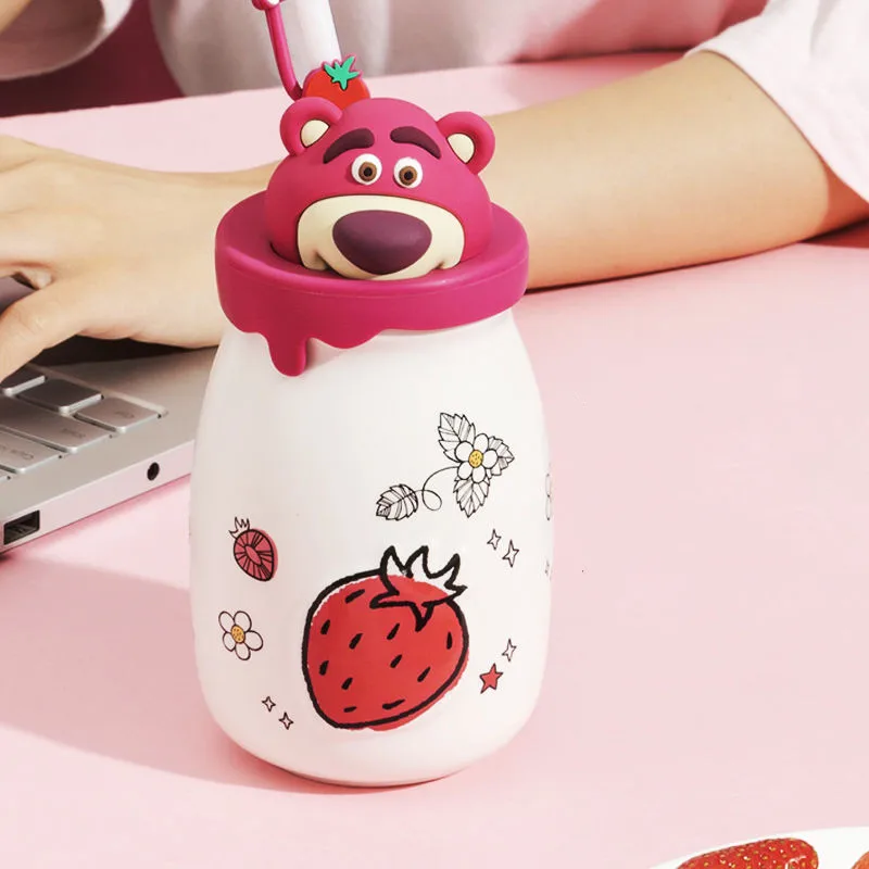 

Kawaii Toy Story3 Anime Around Lotso Cartoon Cute Covered Ceramic Cup Cute Children's Milk Cup Couple Cup Gift for Girlfriend