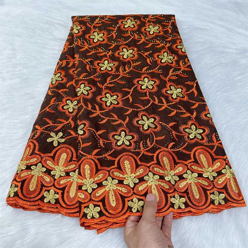 

5 ярдов, швейцарская вуаль, кружевная ткань, тяжелая вышивка бисером, Африканский высококачественный 100% хлопок с бриллиантами, популярный Дубайский стиль 9L09202