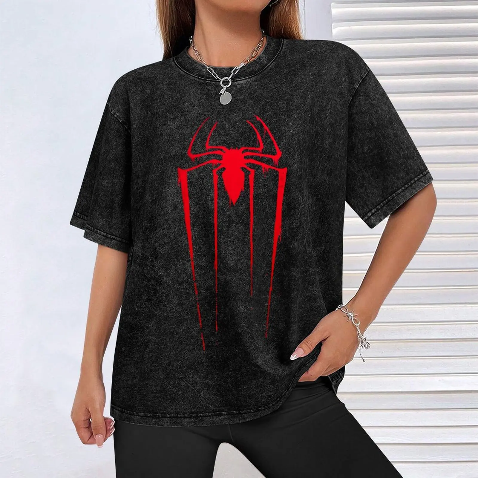 Фото Футболка TASM Spider Logo Emblem Essential, свободного кроя, большого размера №4
