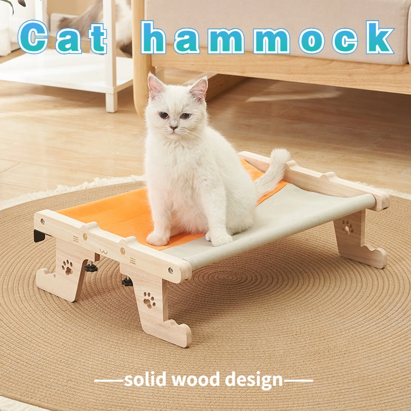 

Solid Wood Removable Cat Hammock Cute Animal Decoration Bedside Cat Hanging Bed Both Placement and Suspension Pet Mat Pet Supply
