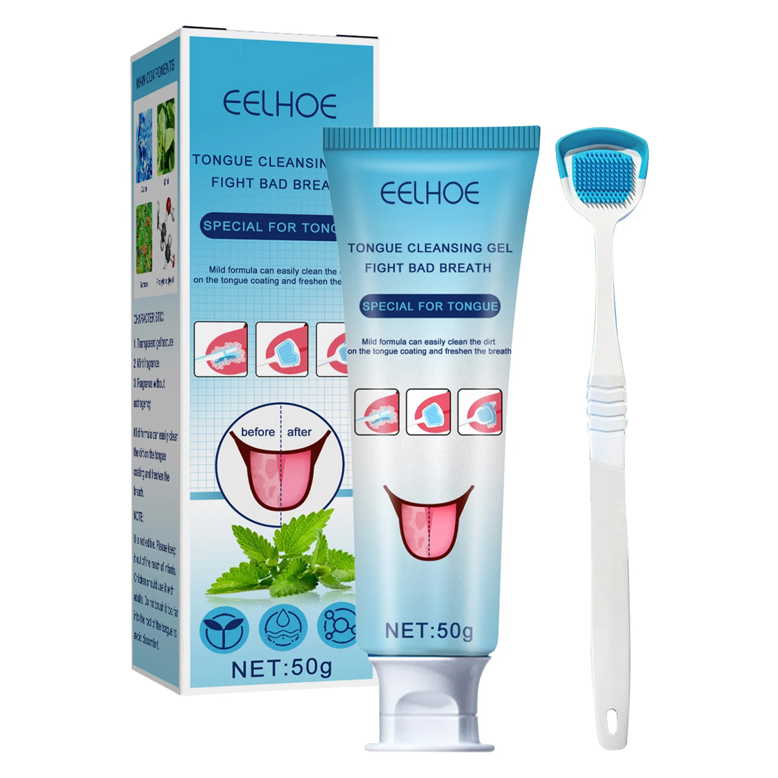Tongue Cleaning Gel With Brush Reduce Bad Breath Healthy Oral Hygiene Brush Bad Breath For Adults & Kids Help Your Oral Hygiene
