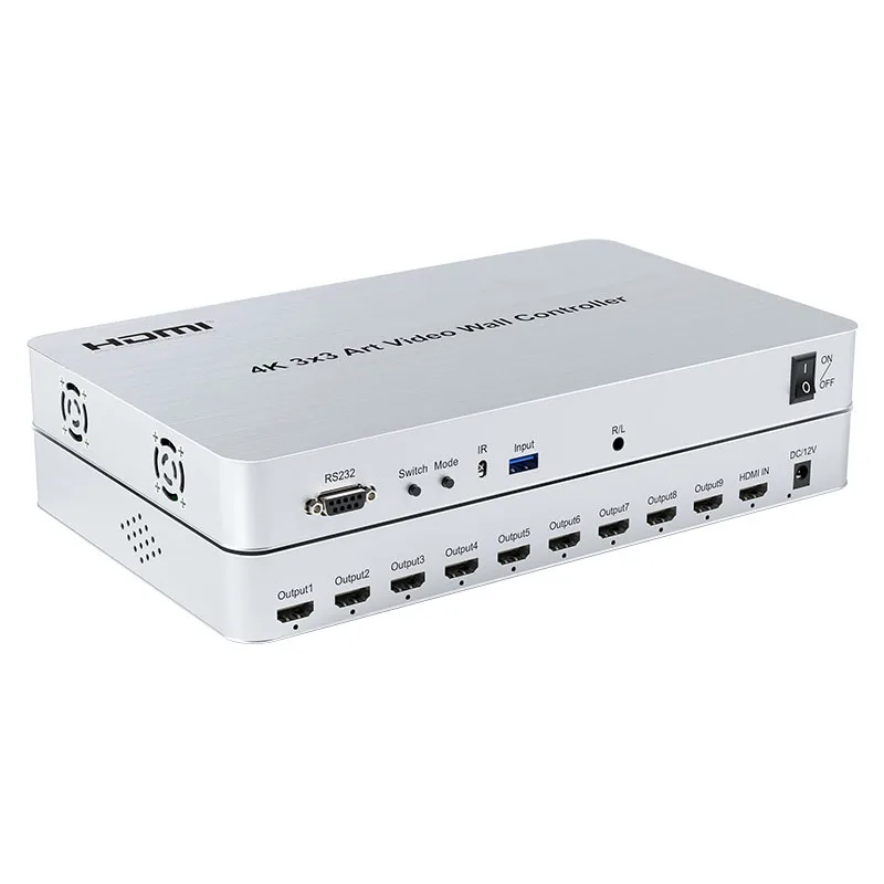 

4K 3x3 9 TV art Splicing Box Irregular Video Wall Controller 1 In 9 Out Multi Big Screen Display Creative Video Wall Controller